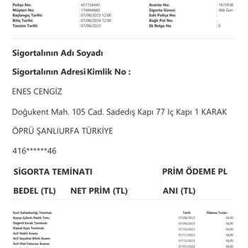 Axa Sigorta Habersiz Poliçe Düzenlemiş