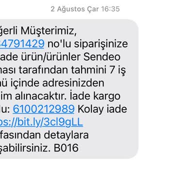 Sendeo İademi Teslim Almıyor