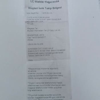 LCW Forum Mağazası Garanti Kapsamı Sokmadı
