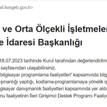 KOSGEB İleri Seviye GİRİŞİMCİLİK'DE Destek Olmamaktadır!