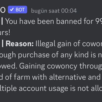 Discord.com Owo Hesabım 99999 Saat Yapmadığım Şeylerden Dolayı Banlandı