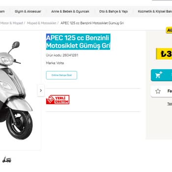 A101 - APEC 125 CC Benzinli Motosiklet Gümüş Gri Satın Alma