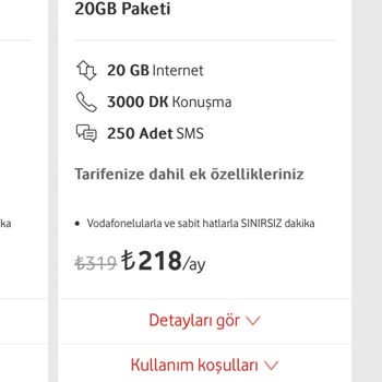 Vodafone Tarife Fiyat Ücretlendirmesi