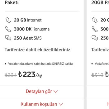 Vodafone Tarife Fiyat Ücretlendirmesi