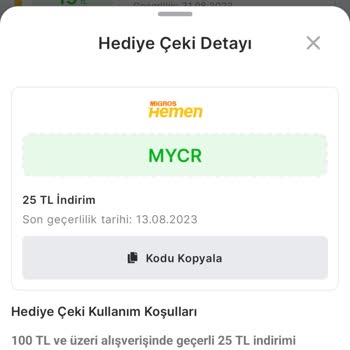 Migros Hediye Çeki Kullanılamaması