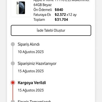 Vodafone Telefon Siparişi Ödemesi Alınıp Yok Dendi