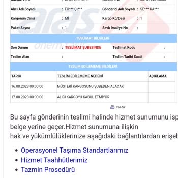 Aras Kargo Teslim Edilmeyen Kargolar