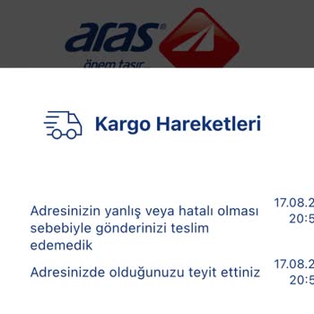 Aras Kargo Doğru Olan Adresimi Yanlış Olarak Belirtiyorlar Gelmemek İçin
