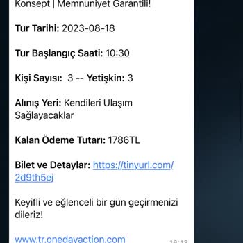 Oneday Action Daily Tours 1 Ay Önce Rezervasyon Yapıp Ücret Ödememize Rağmen İptal Edildi