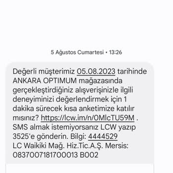 Optimum Outlet (Ankara) LCW Hediye Kartı Kayıp Ettim