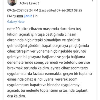 Samsung Galaxy Note 20 Ultra Telefonumun Ekranı Aniden Karardı