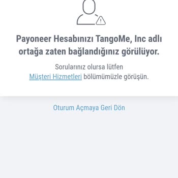Tango Live Payoneer Hesabımı Ekleyemiyorum