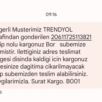 Sürat Kargo Bor Şubesi Ürünü Dağıtıma Çıkarmıyor