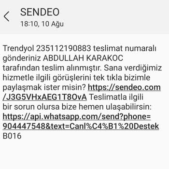 Sendeo Teslim Edilmeyen Kargo