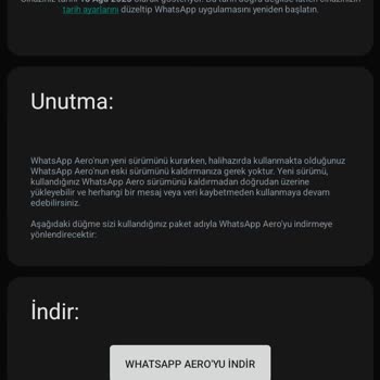WhatsApp Aero Giriş Yapılmıyor Güncelleme Sorunu