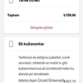 Vodafone Bilgilendirmesiz Fatura Ücreti
