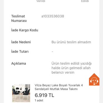 Koçtaş Ürün Elime Ulaşmadı Ve İadem Yapılmadı