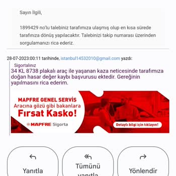 Mapfre Sig. Araç Değer Kaybında Haksızlık Yapıyor, Eksik Ödeme Yapıyor