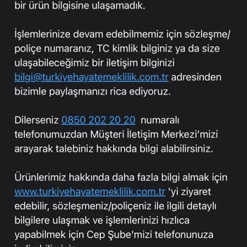Türkiye Hayat Emeklilik İlgisi Alaka Yok