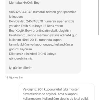 Hepsiburada Müşteri Hizmetleri Ve Eksik Ürünü Temin Etmemesi