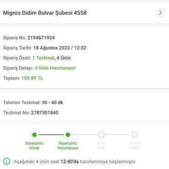 Migros Teslimat Suresinin Uzunluğu