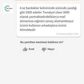 Trendyol'dan Aldığım 4 Oz Kahve Bardaklarından 1000 Adet Eksik Geldi