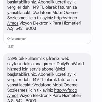 Vodafone Mobil Ödemenin Bilgim Olmadan Açılıp Oyun Satın Alınması
