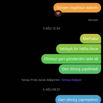OZSARICAM Elbise Yırtık İade Yapılmadı