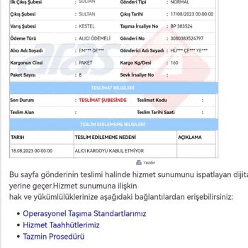 Aras Kargo Kargo Teslim Edilmemesi