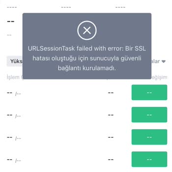 Binance TR Mobil Veri Hatası