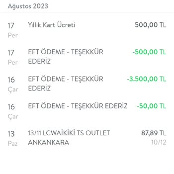 TEB Kart Aidatı İadesi Talebi
