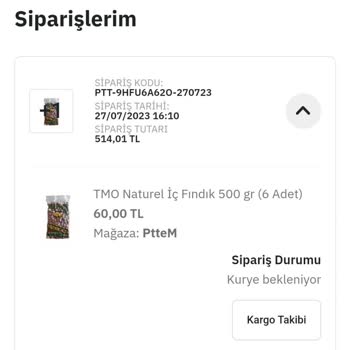 Epttavm Sipariş Durumu. Kurye Bekleniyor
