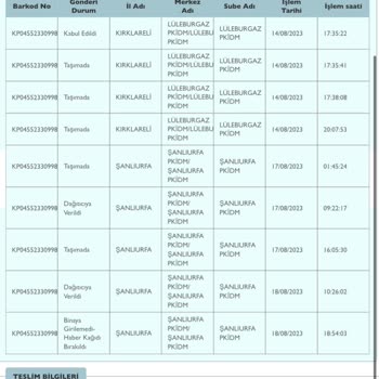 PTT Kargo Teslimat Edilmemesi Kargo Gecikmesi