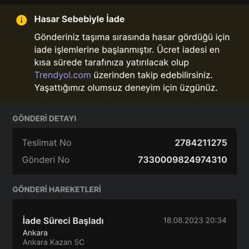 Trendyol Express Trendyol Ürün İadesi İstiyorum