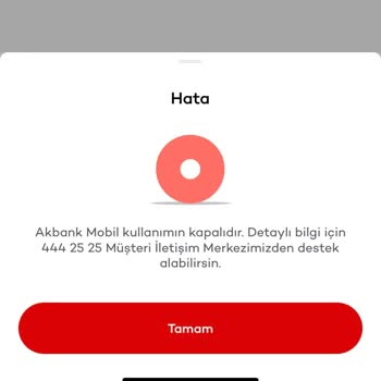 Akbank Mobil Kullanıma Kapalı Yazıyor