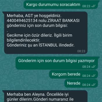 AGT Kurye (aynigunteslim.com) 4400494625134 Barkodlu Kargom 20 Gündür Gelmedi