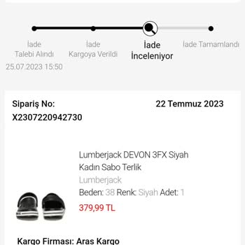 Lumberjack İade Ürünün Parasını Yatırmıyorlar