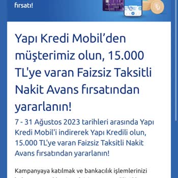 Yapı Kredi Faizsiz Nakit Avans Yalanı