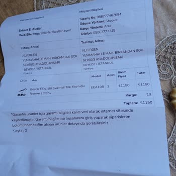 Ekinler Profesyonel El Aletleri Arızalı Tilki Kuyruğu Testere Garanti Sorunu