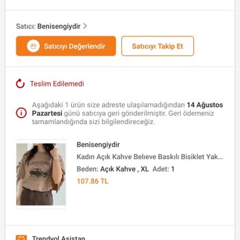 Trendyol Para İadesi Olmadı
