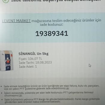 Levent Market'ten Aldığım Sinangil Ununda Sorun