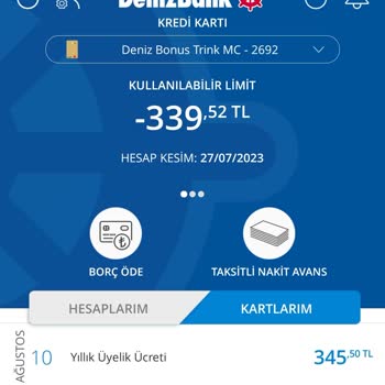 Denizbank Yılık Üyelik Ücreti İptali Talebi