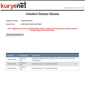 Kuryenet Kredi Kartı Teslimatı Sorunu