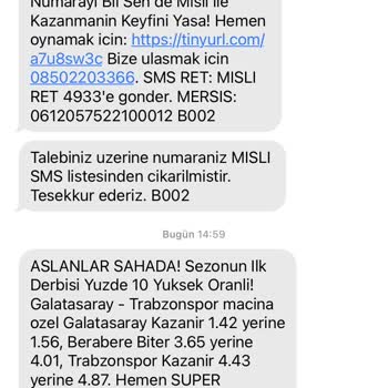 misli Numaramın Silinmemesi Ve İstenmeyen SMS