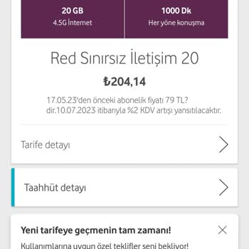 Vodafone Haberim Olmadan Paket Yükseltmesi