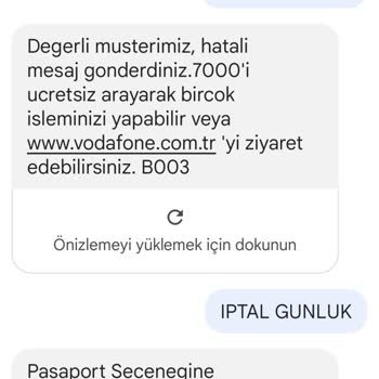 Vodafone Paramı İade Etmiyor. Günlük Pasaport Paketini 4 Gün Boyunca