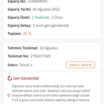 Trendyol Para İadesi Yapmıyor