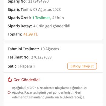 Trendyol Para İadesi Yapmıyor