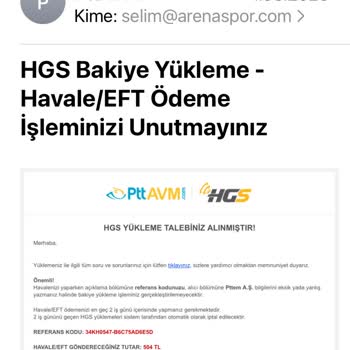 PTT HGS Havale Yüklenmedi