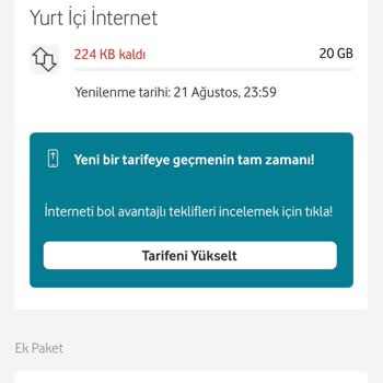 Vodafone Tarife Aşım Paketi Sorunu